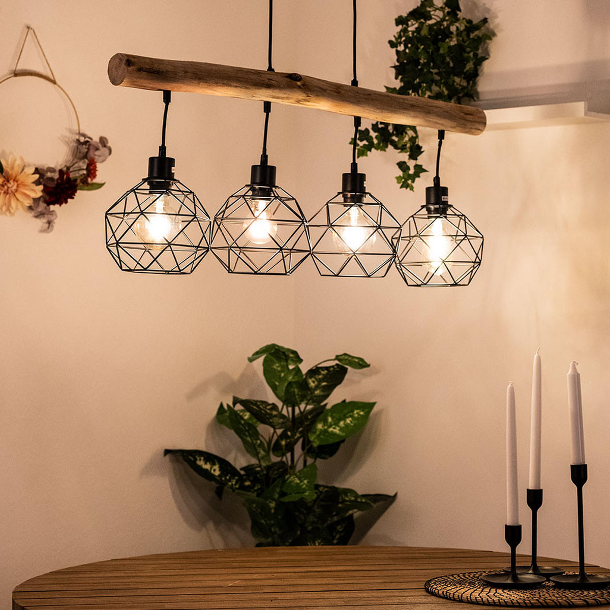 LED HÄNGELEUCHTE Theodor Holzoptik Braun - Braun, Holz (85/18/120cm) - Globo Lighting