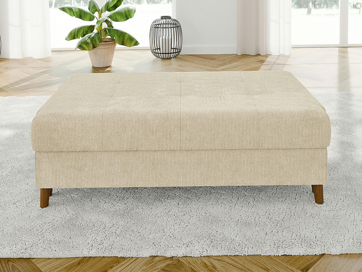 WOHNLANDSCHAFT inkl. Hocker Sigurd Beige Chenille - Beige/Braun, Holz/Textil (310/81/161cm) - S-Style Möbel