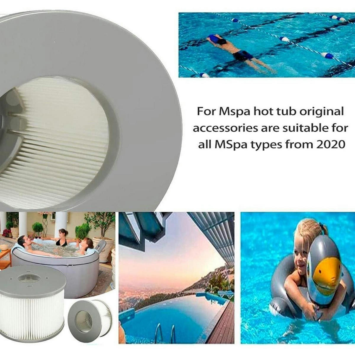 FILTERKARTUSCHE 6-teiliges Set für Whirlpools - Weiß, Kunststoff (6/8/11cm)
