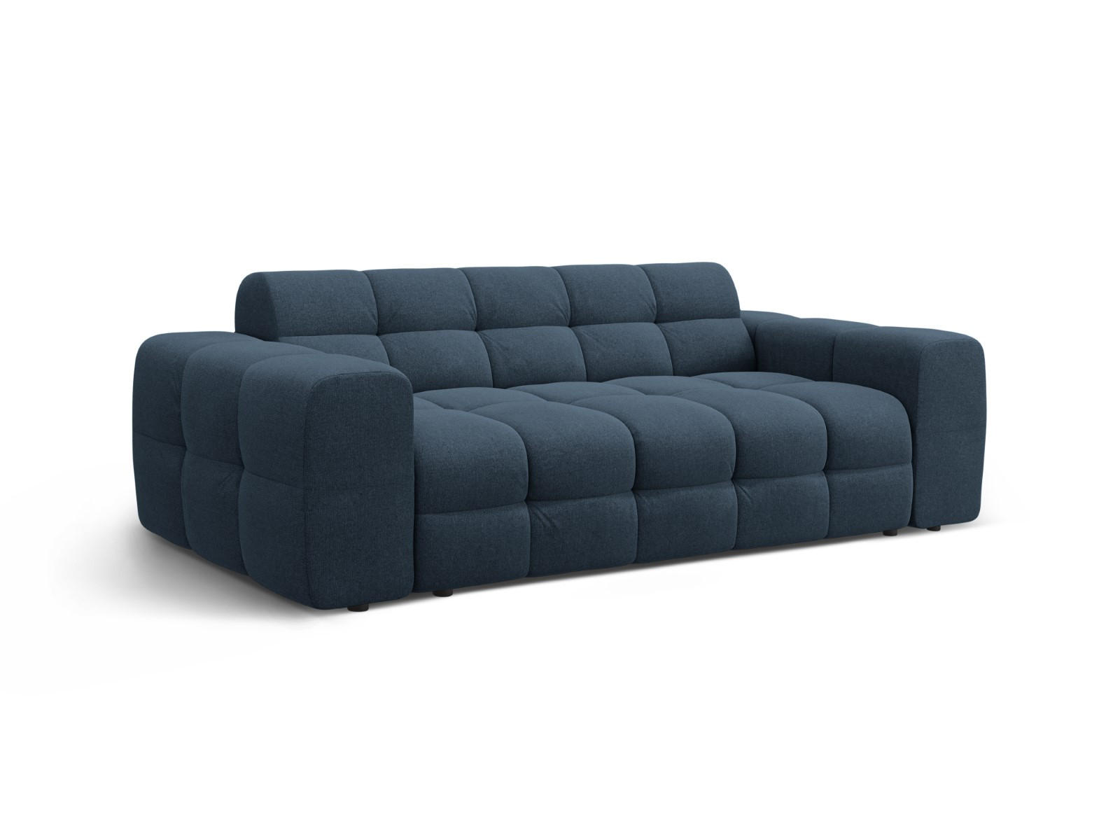 SOFA Kendal aus strukturiertem Stoff marineblau 3 Sitzplätze - Blau, Textil (103/79/222cm) - Micadoni