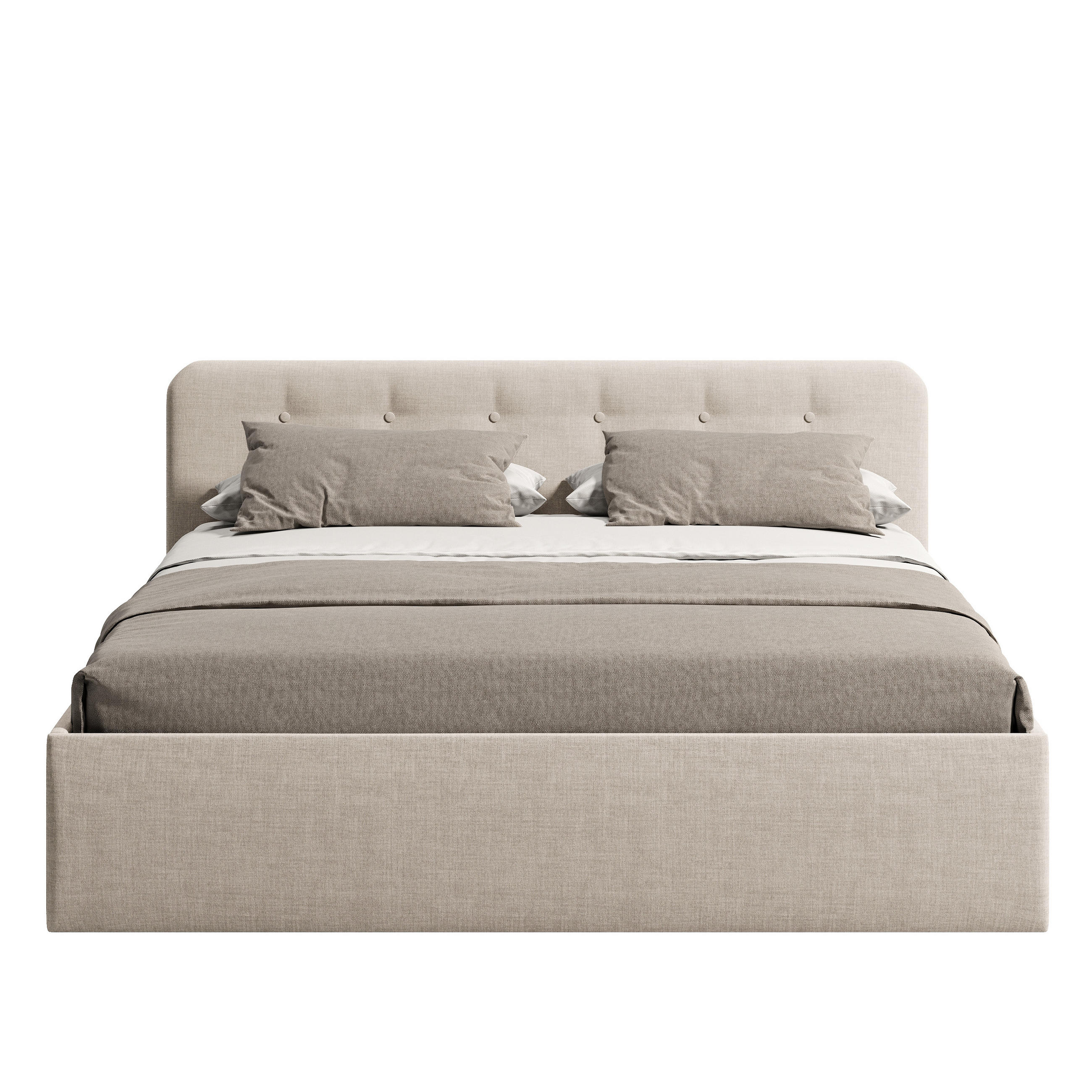 POLSTERBETT mit verstellbarem Lattenrost & Bettkasten, 200 x 200 cm in Creme - Creme, Holzwerkstoff/Textil (200/200cm) - Home Collective
