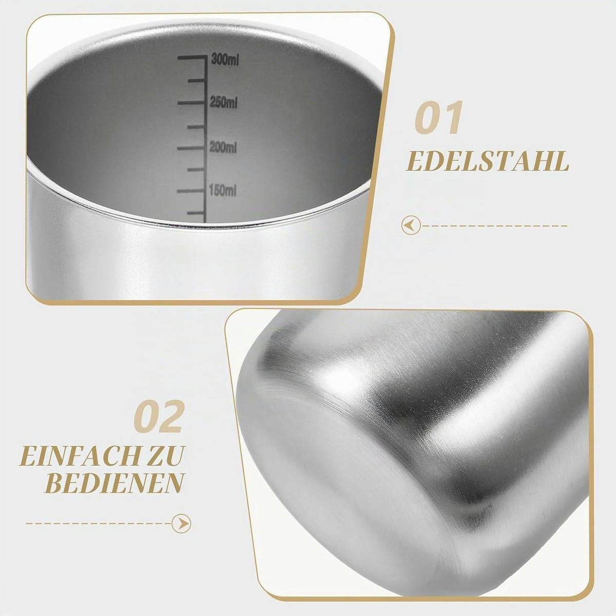 MESSBECHER Edelstahl mit Skala silber - Silberfarben, Metall (0.3L)
