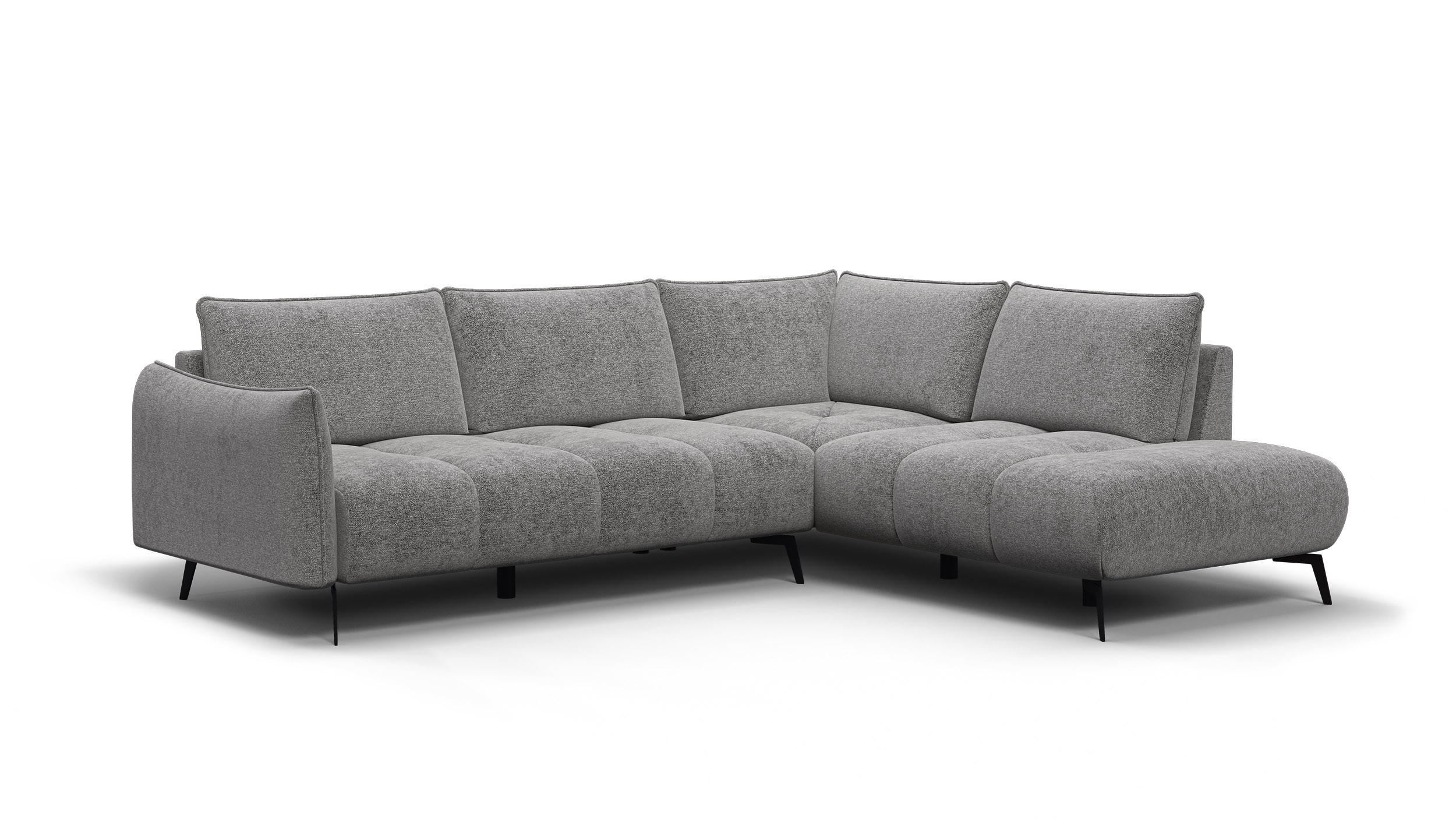 ECKSOFA AERA 5-Sitzer rechts, platingrau - Schwarz/Grau, Holz/Textil (268/206cm) - Courtois Laville