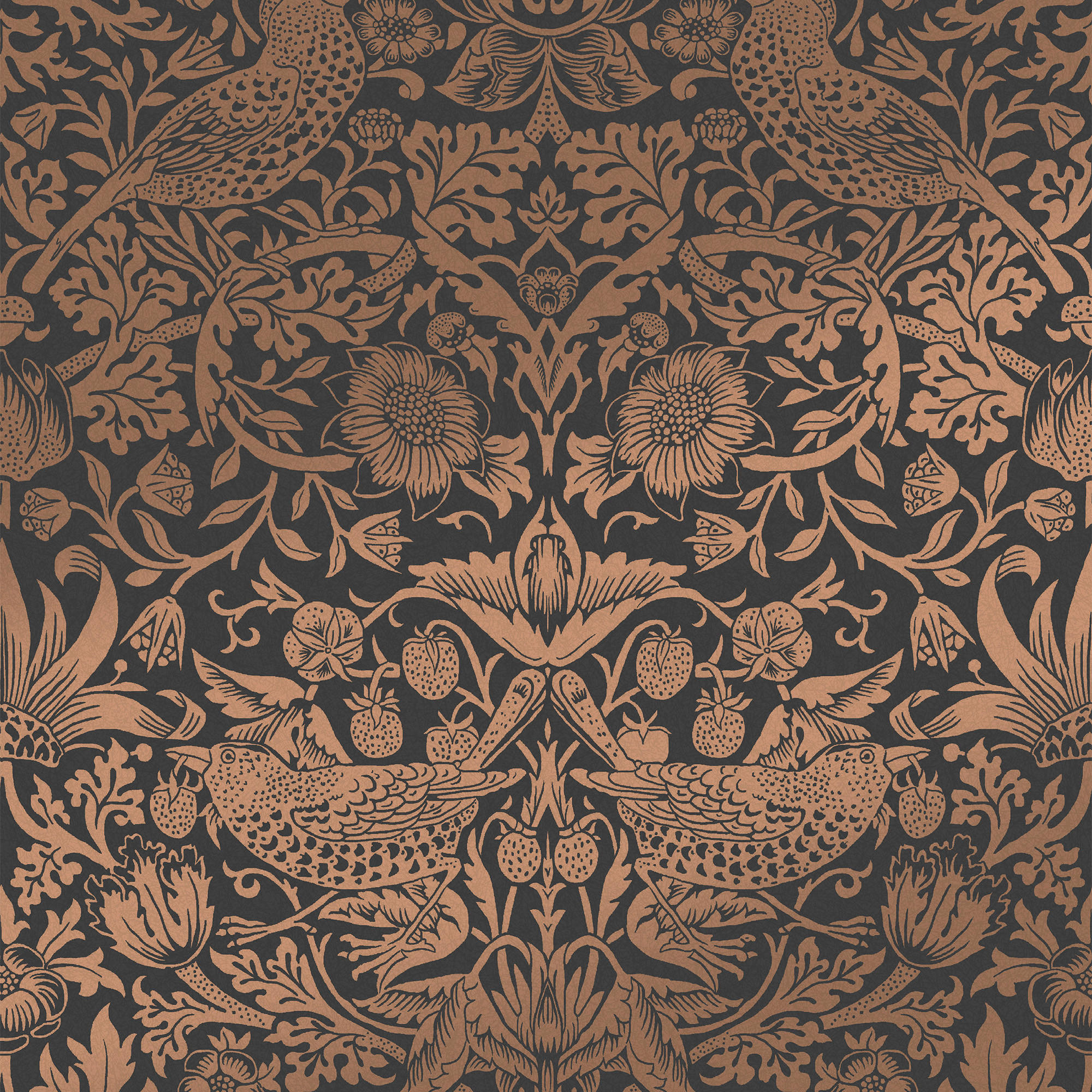 William Morris at Home Vliestapete Schwarz, Kupfer 52x1000 cm