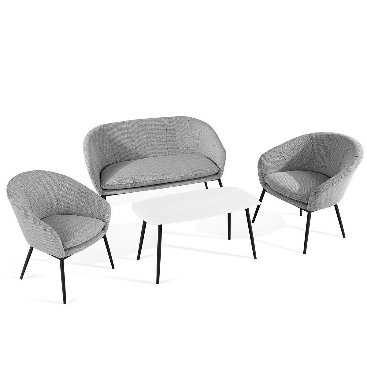 GARTENGARNITUR SOLIS - Weiß, Textil/Metall - KONSIMO®