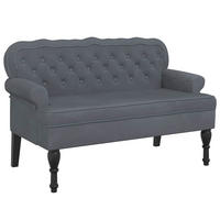 SITZBANK Mit Rückenlehne Dunkelgrau 119,5/64,5/75 Cm Samt - Grau, Naturmaterialen (64.5/75/119.5cm) - vidaXL