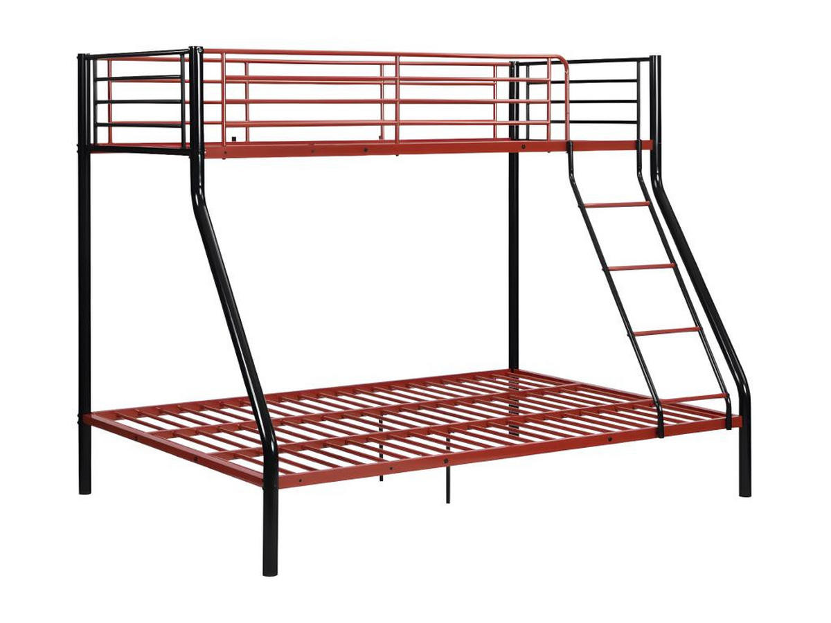 ETAGENBETT - 90 & 140 x 190 cm - Stahl - Schwarz & Rot + Matratze - ELEVATIO IV - Rot/Schwarz, Metall - Vente-Unique