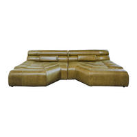 BIG SOFA MIT KISSEN TARA Grün Leder - Grün, Leder (286/76/143cm) - KAWOLA