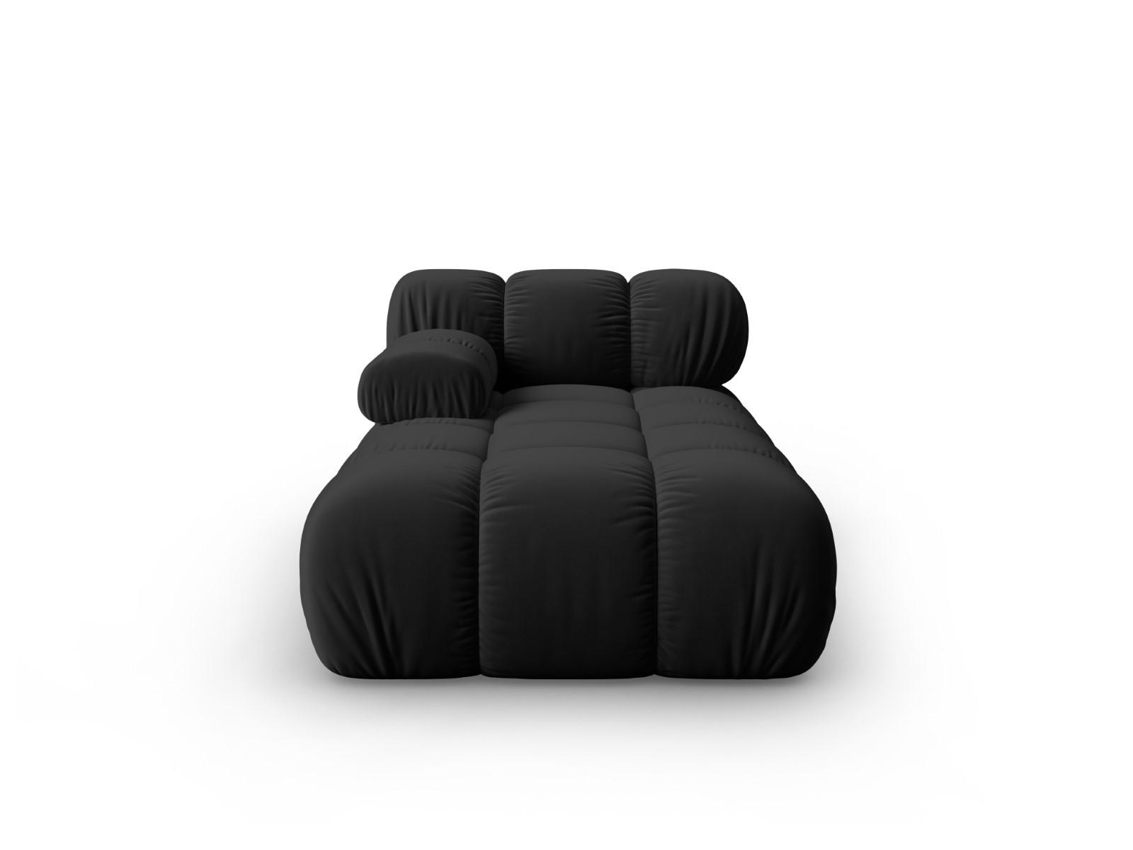 CHAISELONGUE links Bellis aus Samt schwarz - Schwarz, Textil (97/62/157cm) - Micadoni