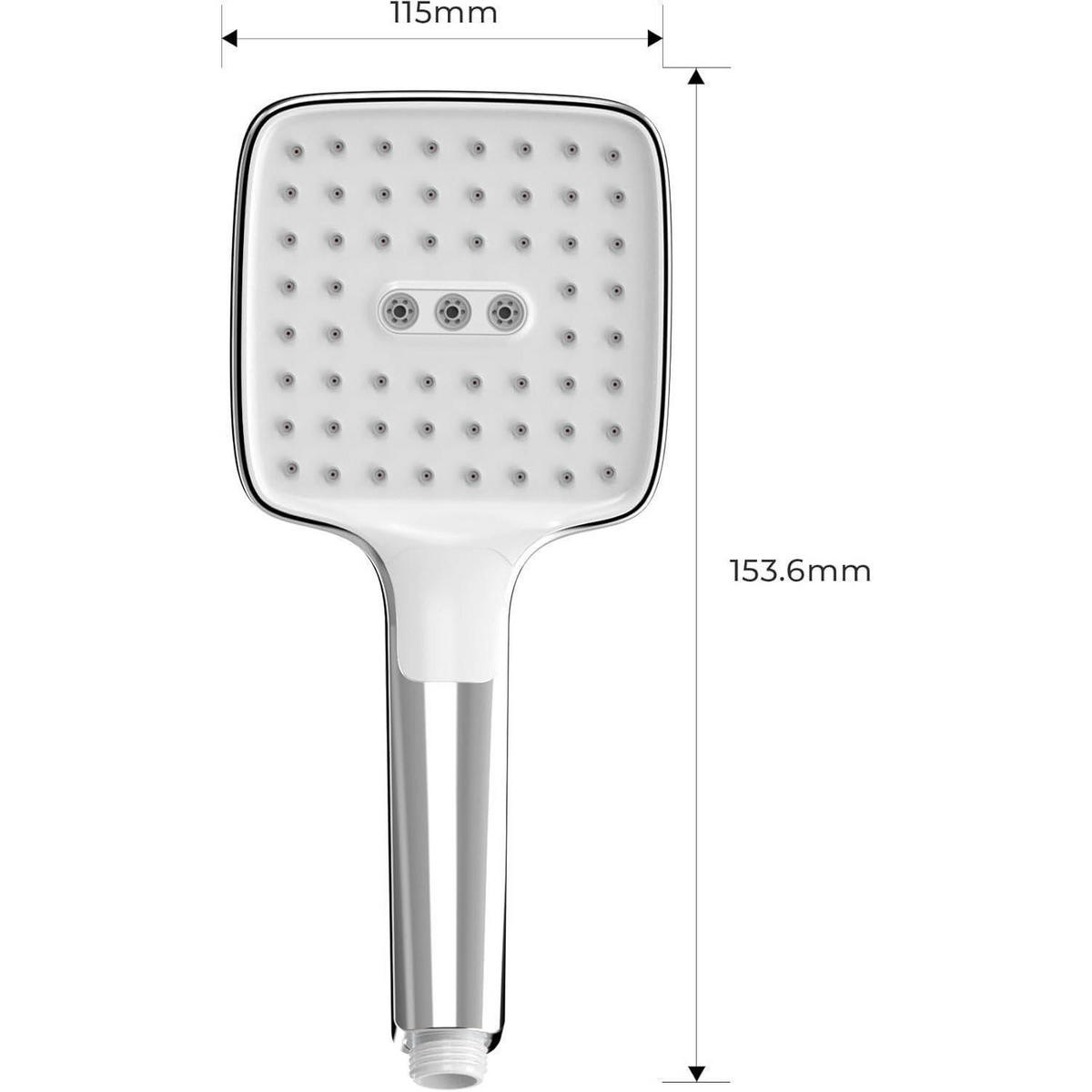 HANDBRAUSE mit 3 Strahlarten und Antikalk-Funktion - Silberfarben, Metall (15/12.7/33cm)