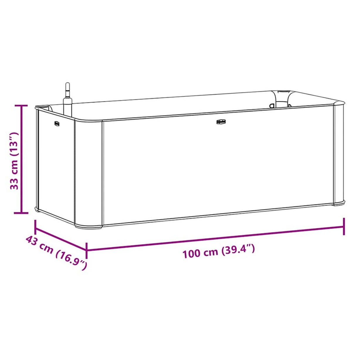 GARTEN-HOCHBEET Mit Selbstbewässerungssystem Weiss 100/43/33 Cm - Weiß, Kunststoff (100/33/43cm) - vidaXL
