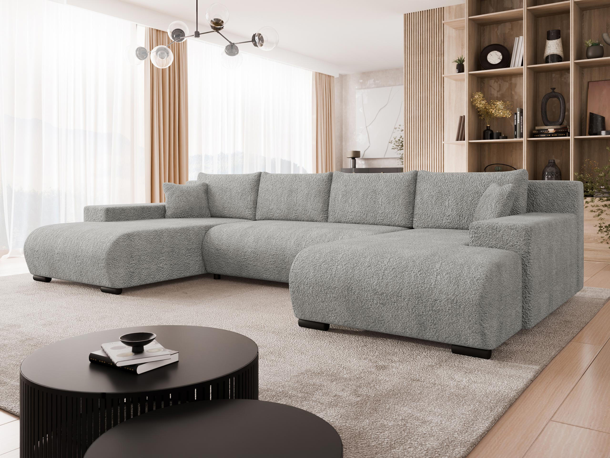 Thumbnail - Mirjan24 Wohnlandschaft, Grau, Textil, 6-Sitzer, U-Form,Rechteckig, 351x80x191 cm, Wohnzimmer, Sofas & Couches, Wohnland...