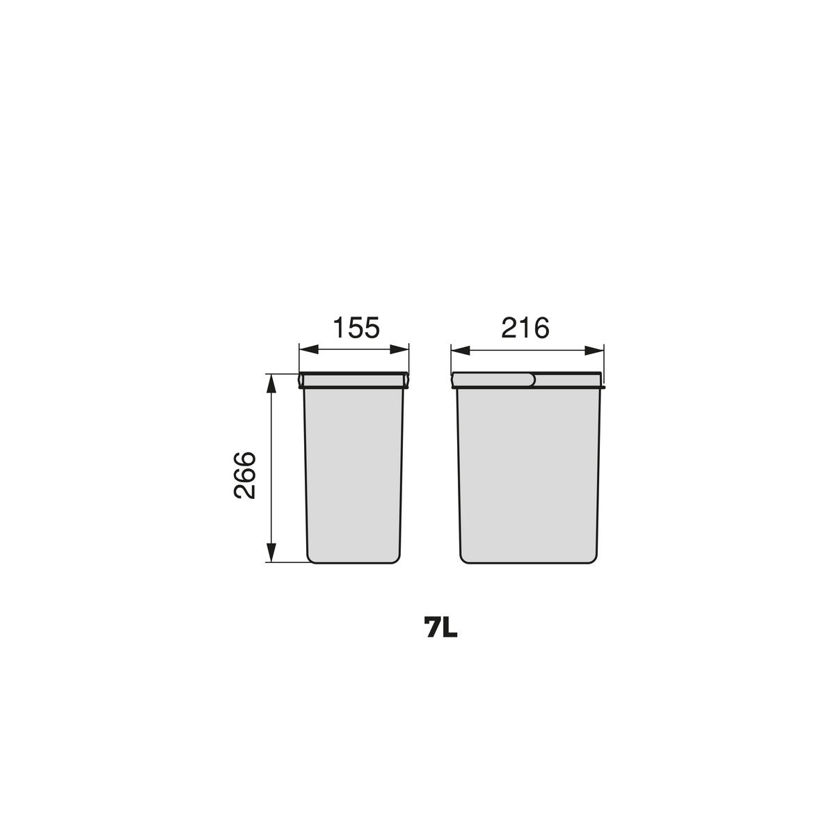 RECYCLINGBEHÄLTER für Küchenschublade, 266mm, 2x7Liter, Kunststoff anthrazitgrau 2er-set - Anthrazit, Kunststoff (15.5/27/21.6cm) - EMUCA