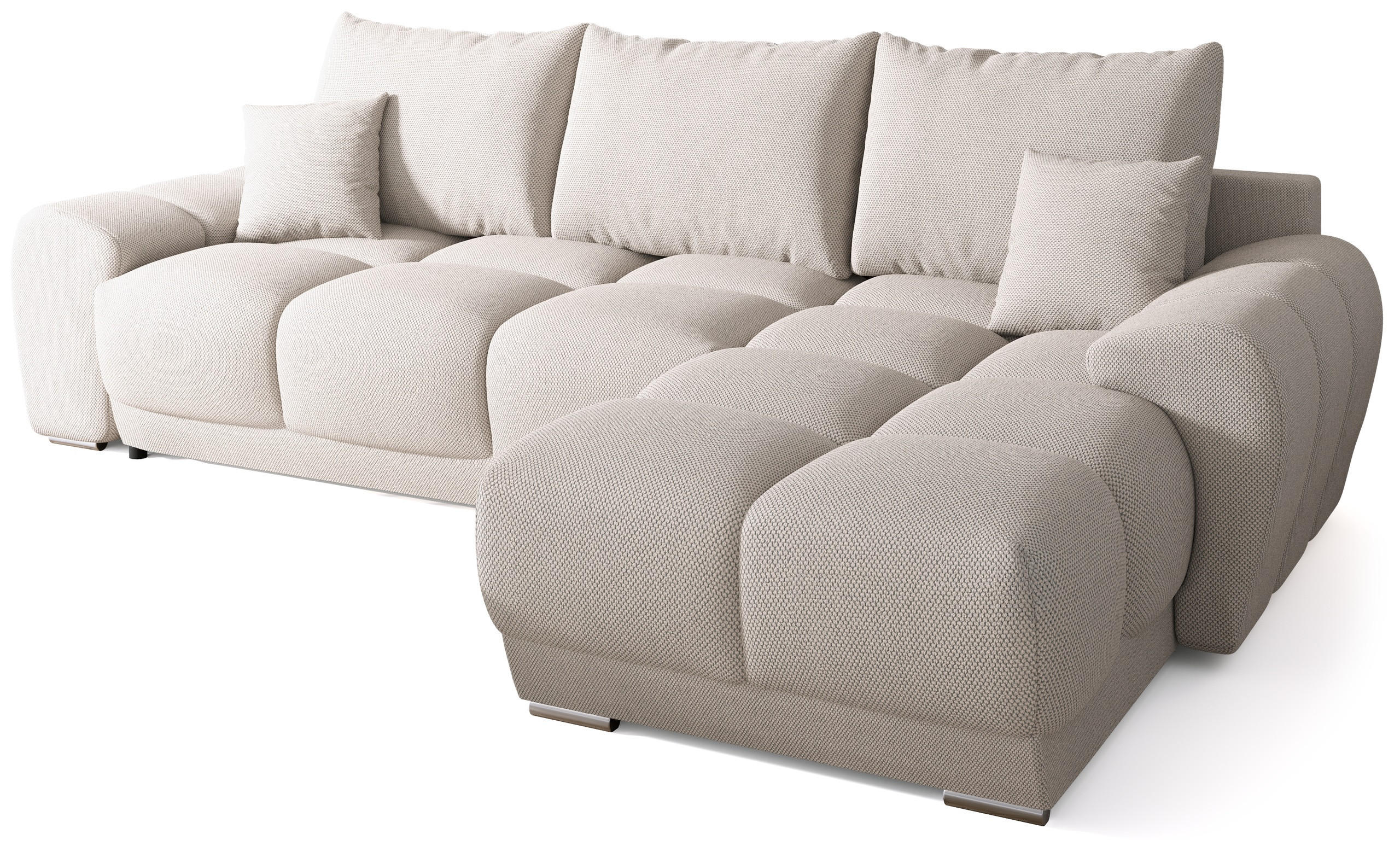 ECKSOFA Nubes mit Schlaffunktion Ecru - Ecru/Silberfarben, Kunststoff/Textil (290/180cm) - Bromarkt