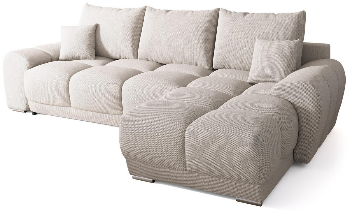 ECKSOFA Nubes mit Schlaffunktion Ecru - Ecru/Silberfarben, Kunststoff/Textil (290/180cm) - Bromarkt