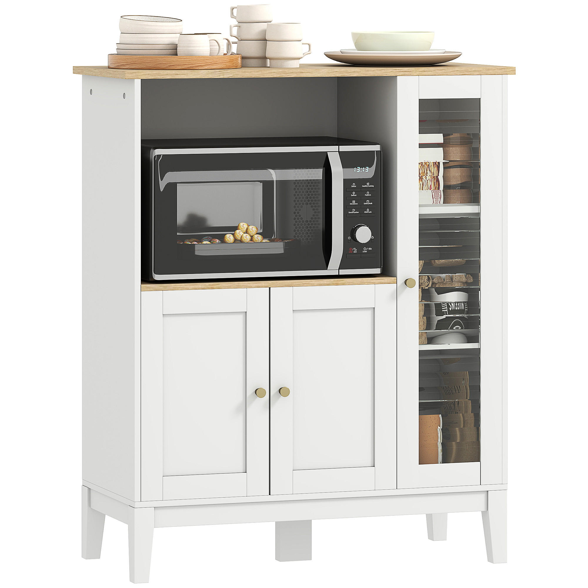 ComfortXL Mikrowellenunterschrank Weiß 35x97x80 cm