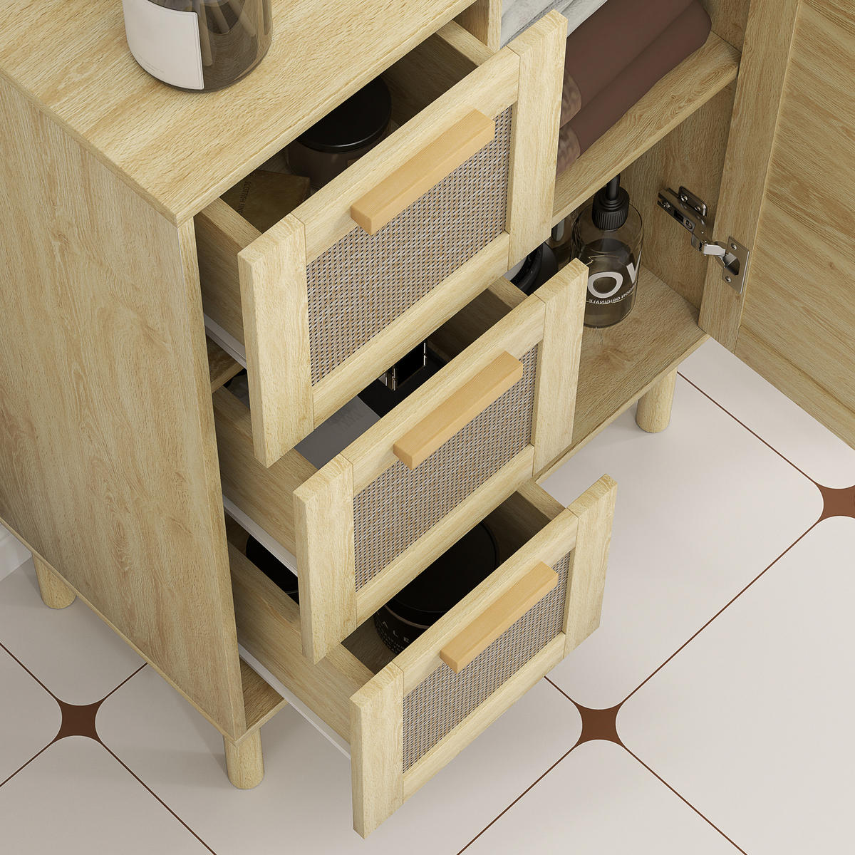 BADEZIMMERSCHRANK DE-17318 - Eichefarben, Holzwerkstoff (30/82/55cm) - ComfortXL