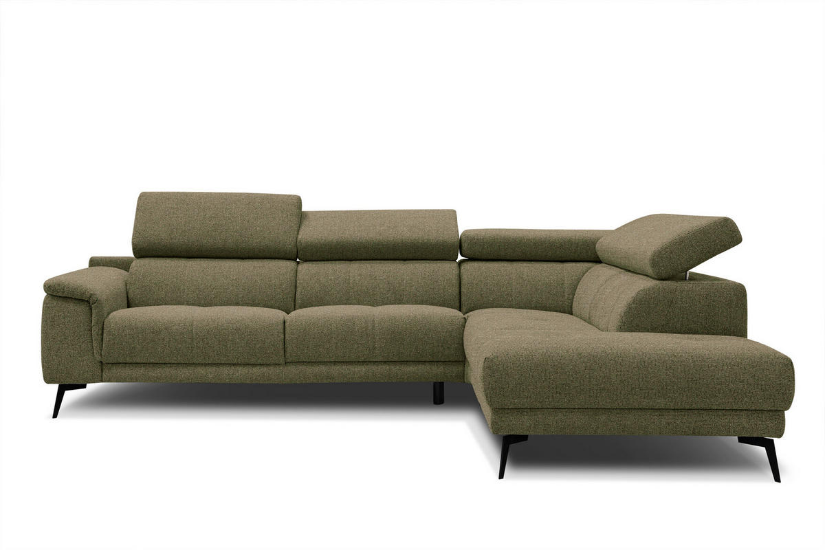 ECKSOFA FIERO 5-Sitzer, olivgrün - Schwarz/Olivgrün, Holzwerkstoff/Textil (290/228cm) - Courtois Laville