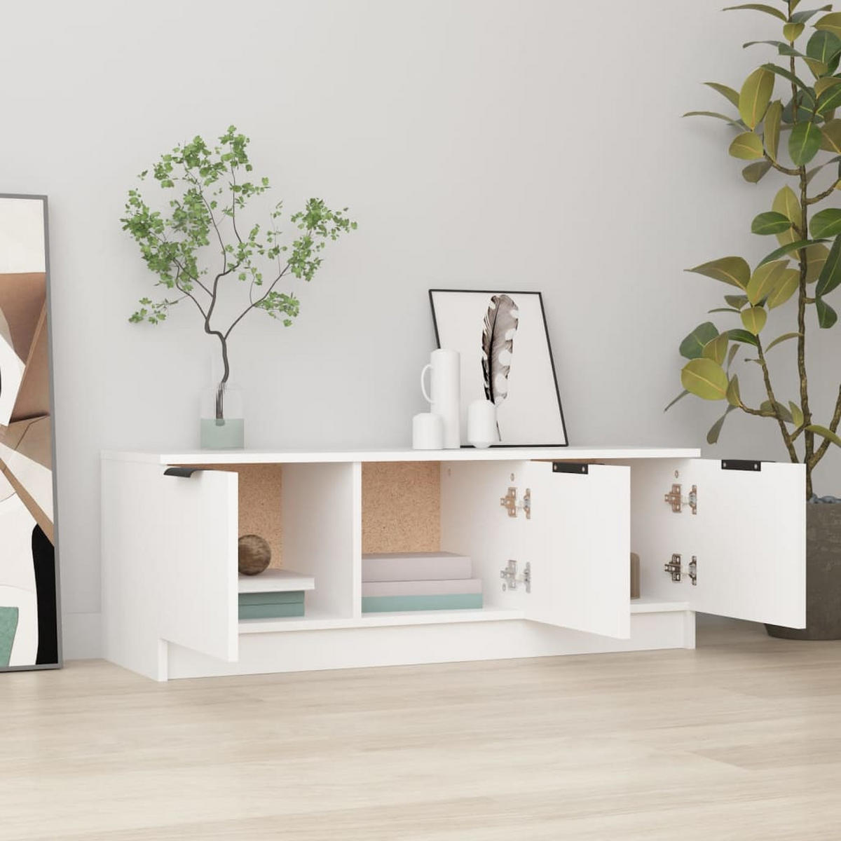 TV-SCHRANK Weiß 102x35x36,5 cm Holzwerkstoff - Weiß, Holzwerkstoff (102/36.5/35cm) - furnicato