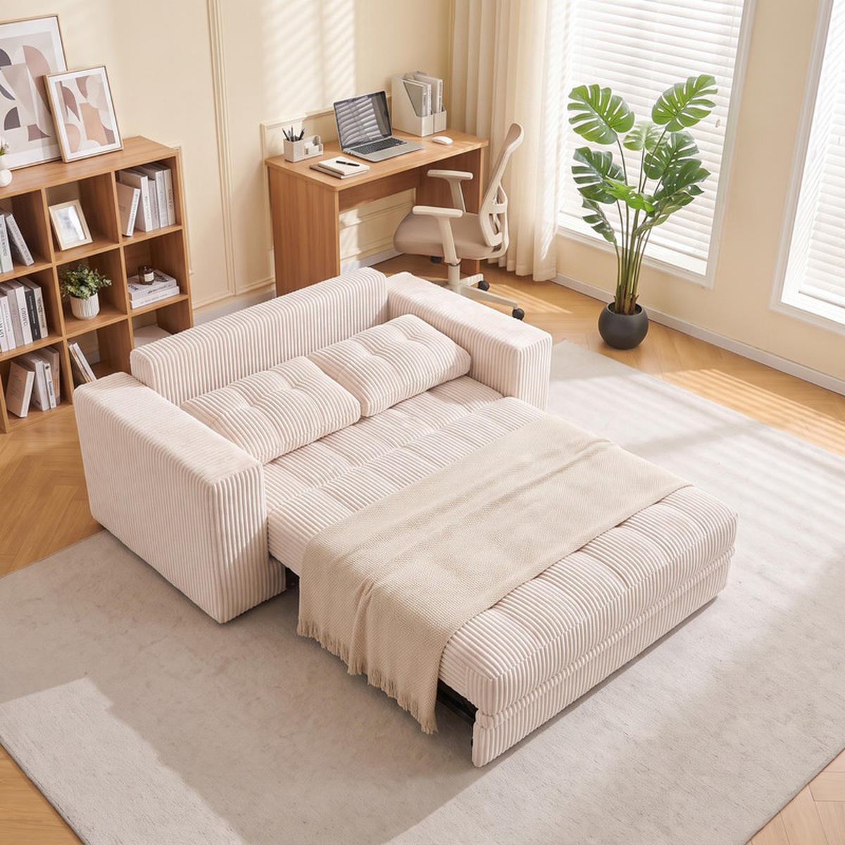 SCHLAFSOFA 140/85/54 cm Beige Cord - Beige, Textil (85/54/140cm) - Oxeza