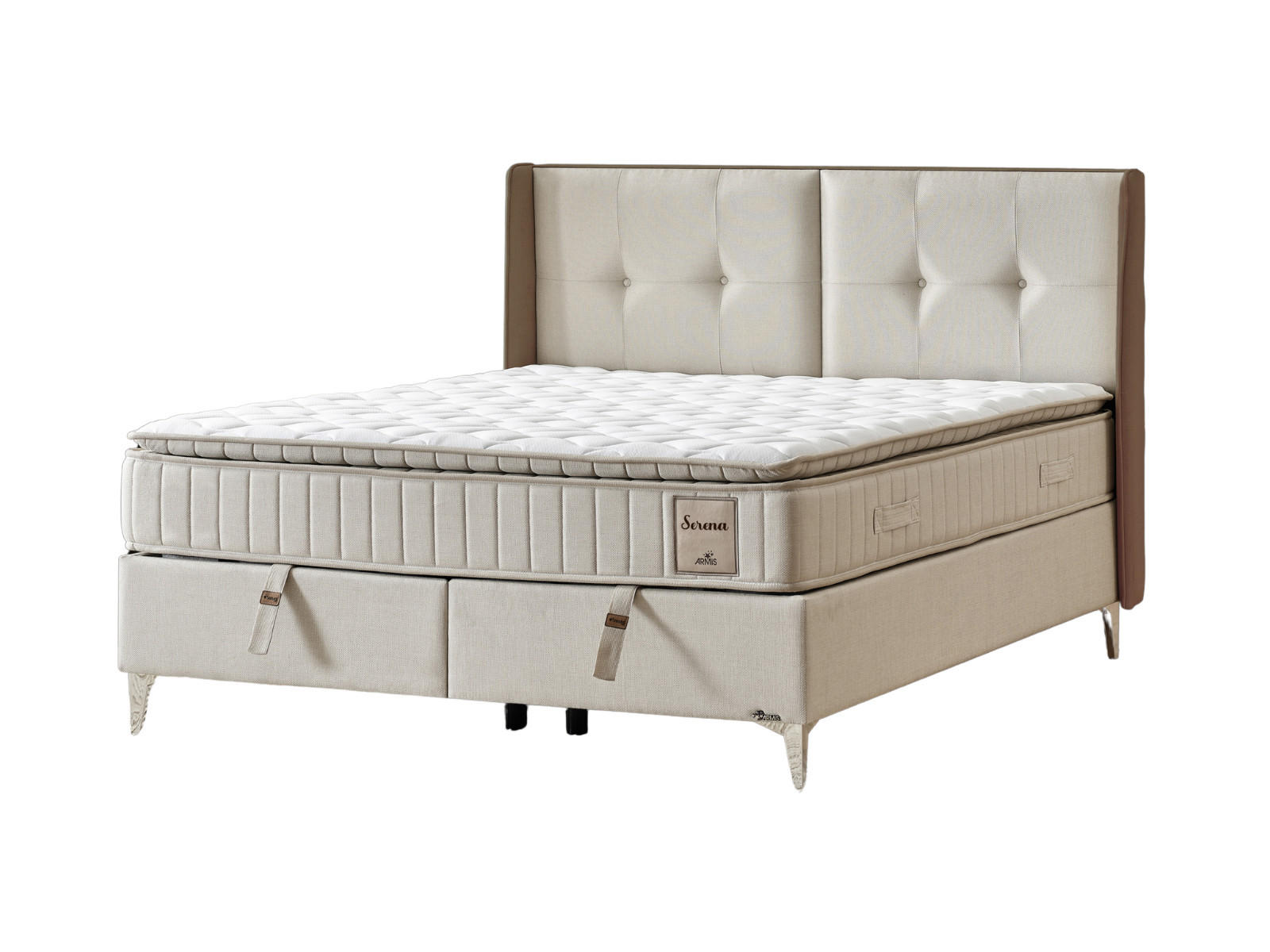 POLSTERBETTSET Serena 100x200 Beige - Beige, Textil/Metall (100/200cm) - Villa Möbel