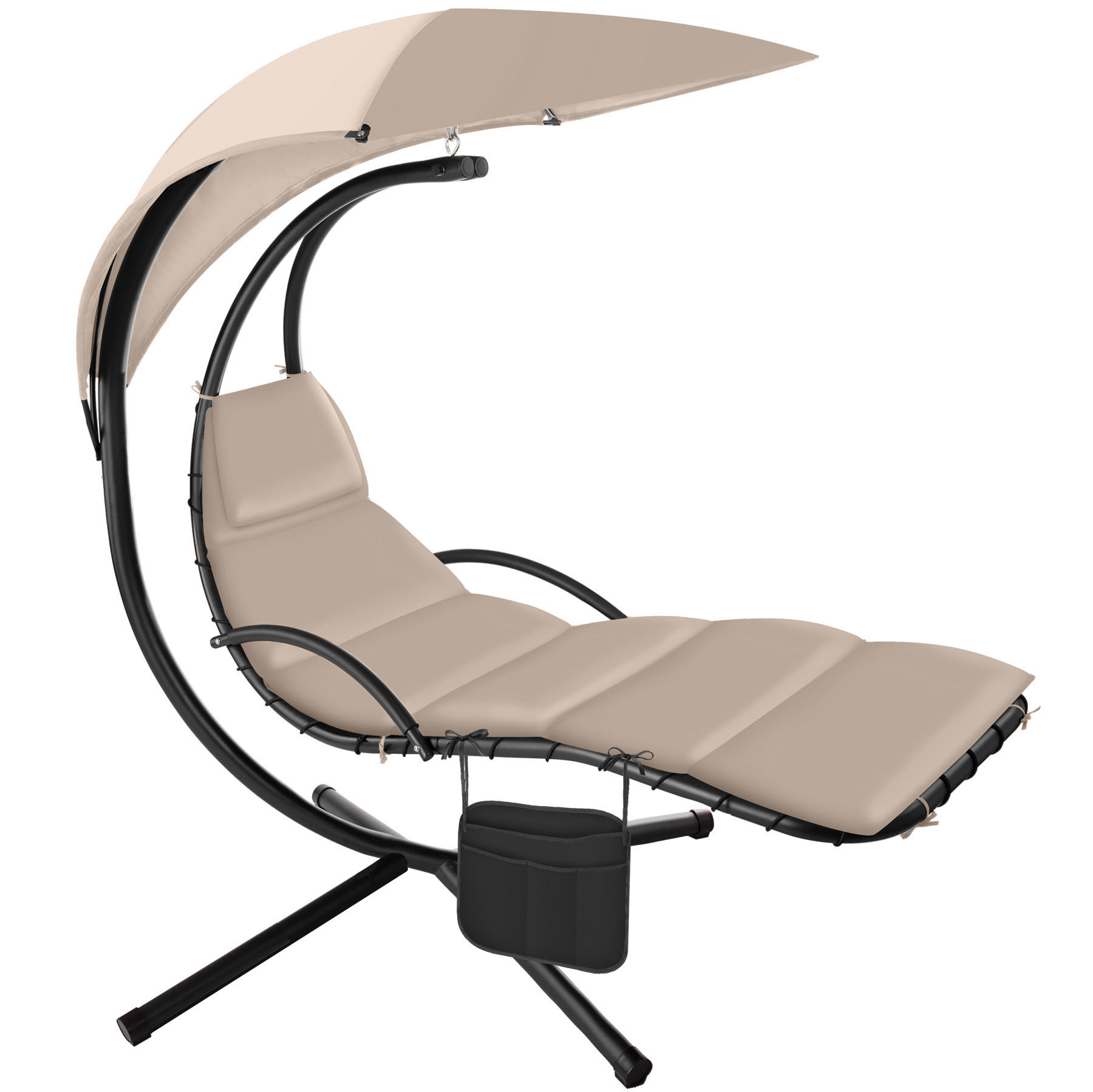 HÄNGELIEGE Elaria,195 x 132 x 197 cm, mit Seitentasche,beige - Beige, Textil (132/197/195cm) - tectake