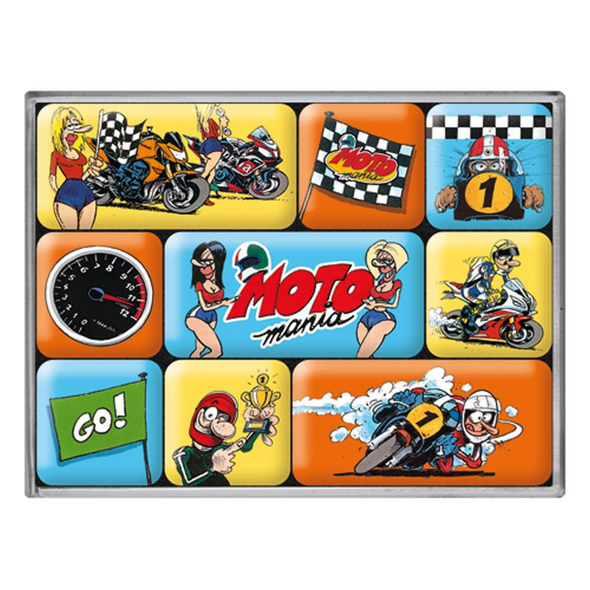 MAGNETSET 9-teilig MOTOmania The Winner Takes It All - Multicolor, Metall (9/7/2cm) - Nostalgic-Art