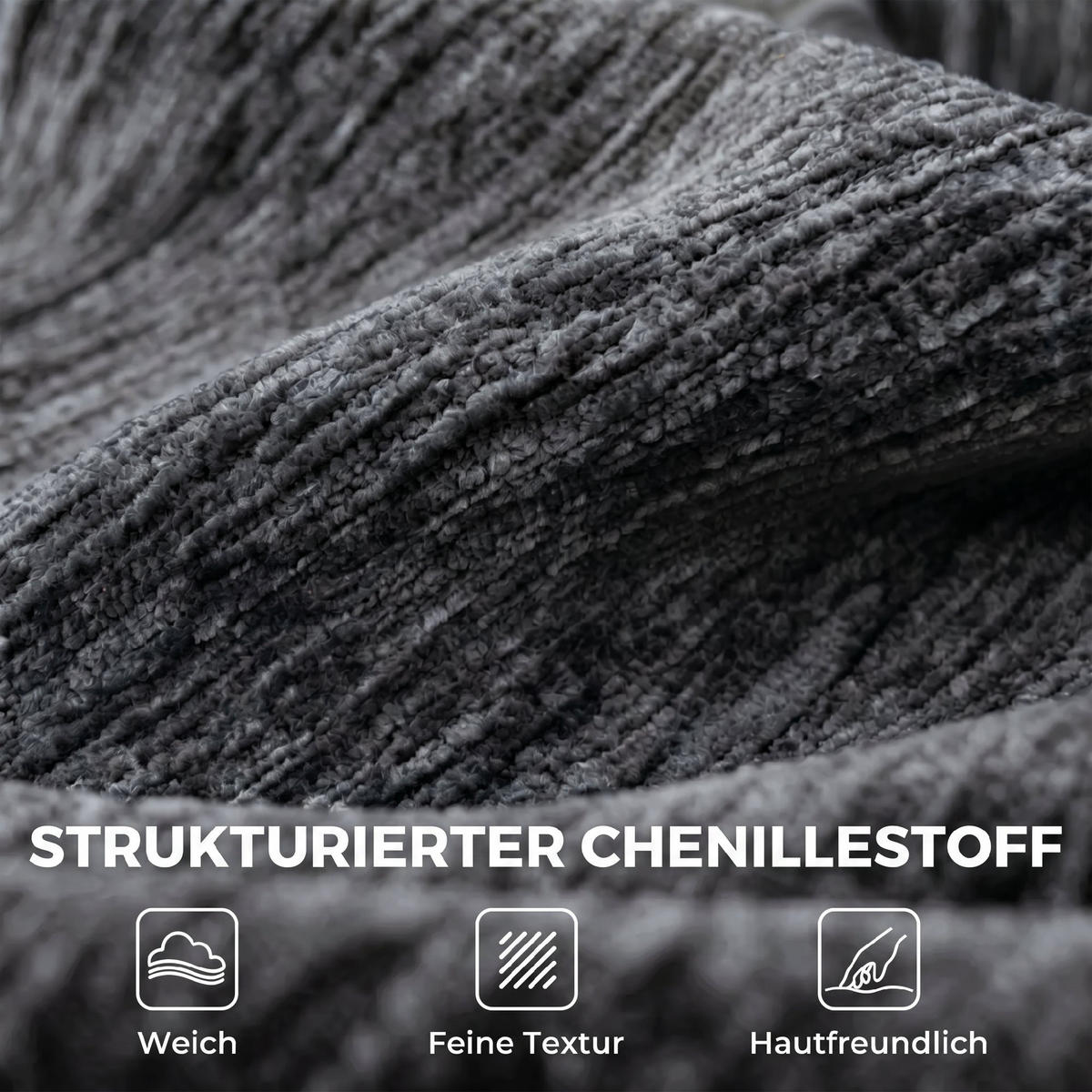 ECKSOFA Chenille (100 % Polyester) Grau - Grau, Textil (158/256cm) - HOMCOM