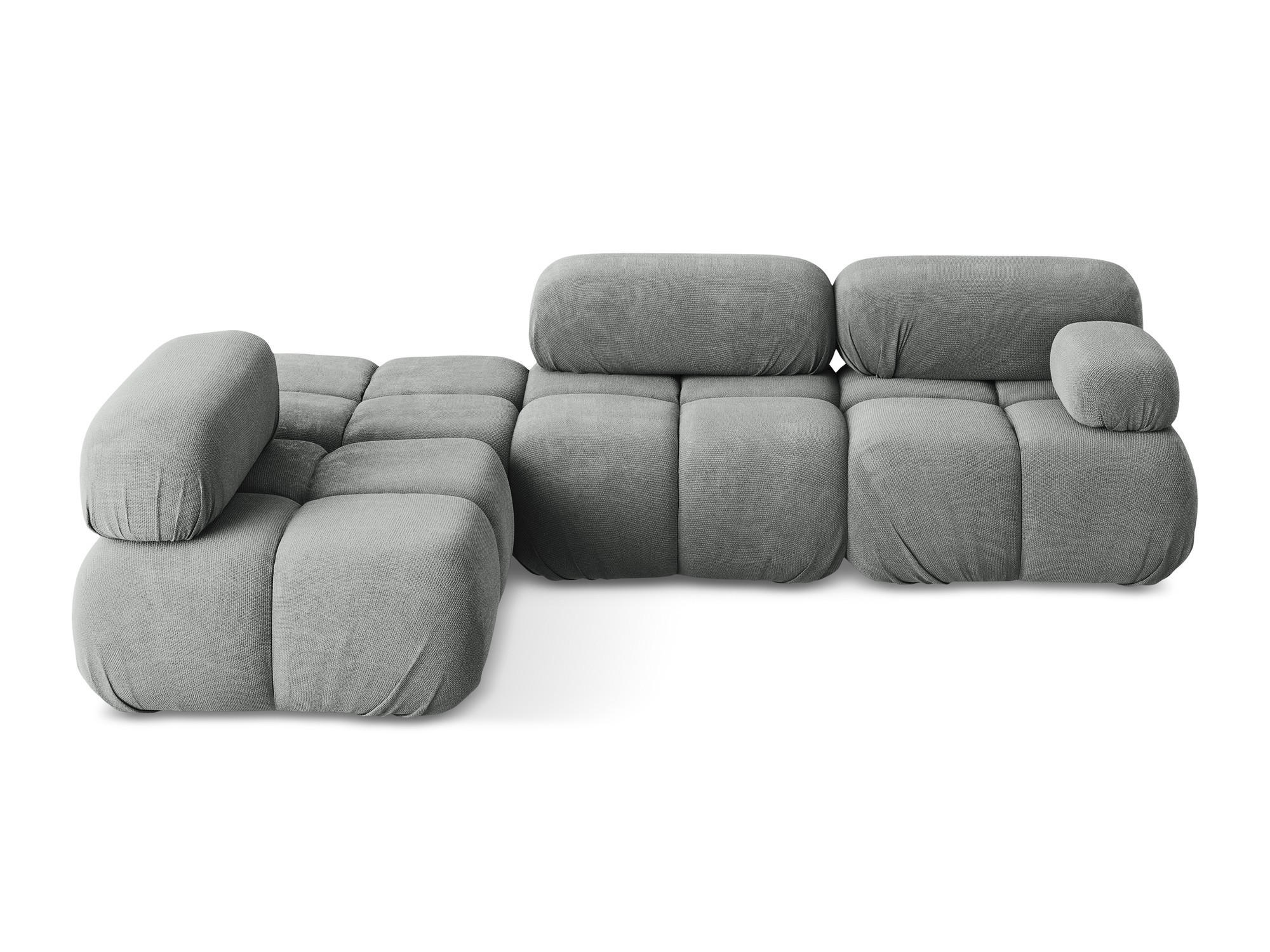 ECKSOFA Links Chenille Stoff Grau - Blau/Schwarz, Kunststoff/Textil (190/285cm) - Makamii