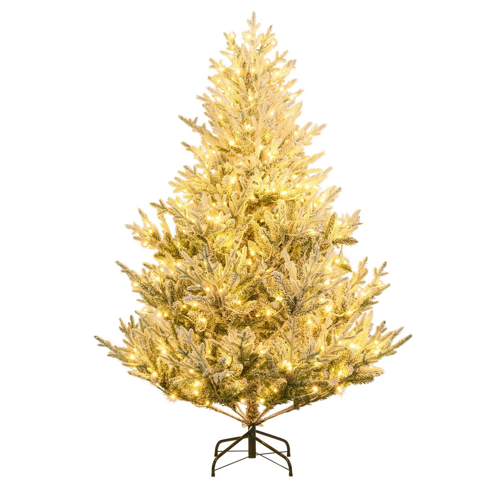 WEIHNACHTSBAUM mit 13 Modi Beleuchtung und Schnee 180 cm grün - Grün, Metall (180cm) - COSTWAY