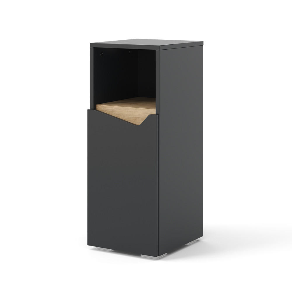 MIDISCHRANK Marelle Anthrazit 30 x 74.5 cm mit Tür und offenem Fach - Anthrazit, Holzwerkstoff (30/74.5/35cm) - Vicco
