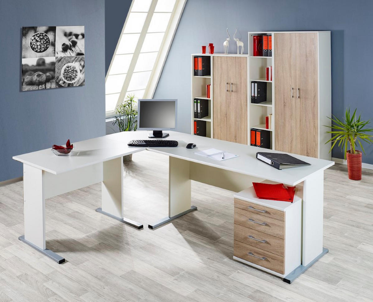 ECKSCHREIBTISCH Tiger 75x205x155 cm Kurze Seite links  Weiß - Weiß, Holz (55/205/75cm) - PROREGAL