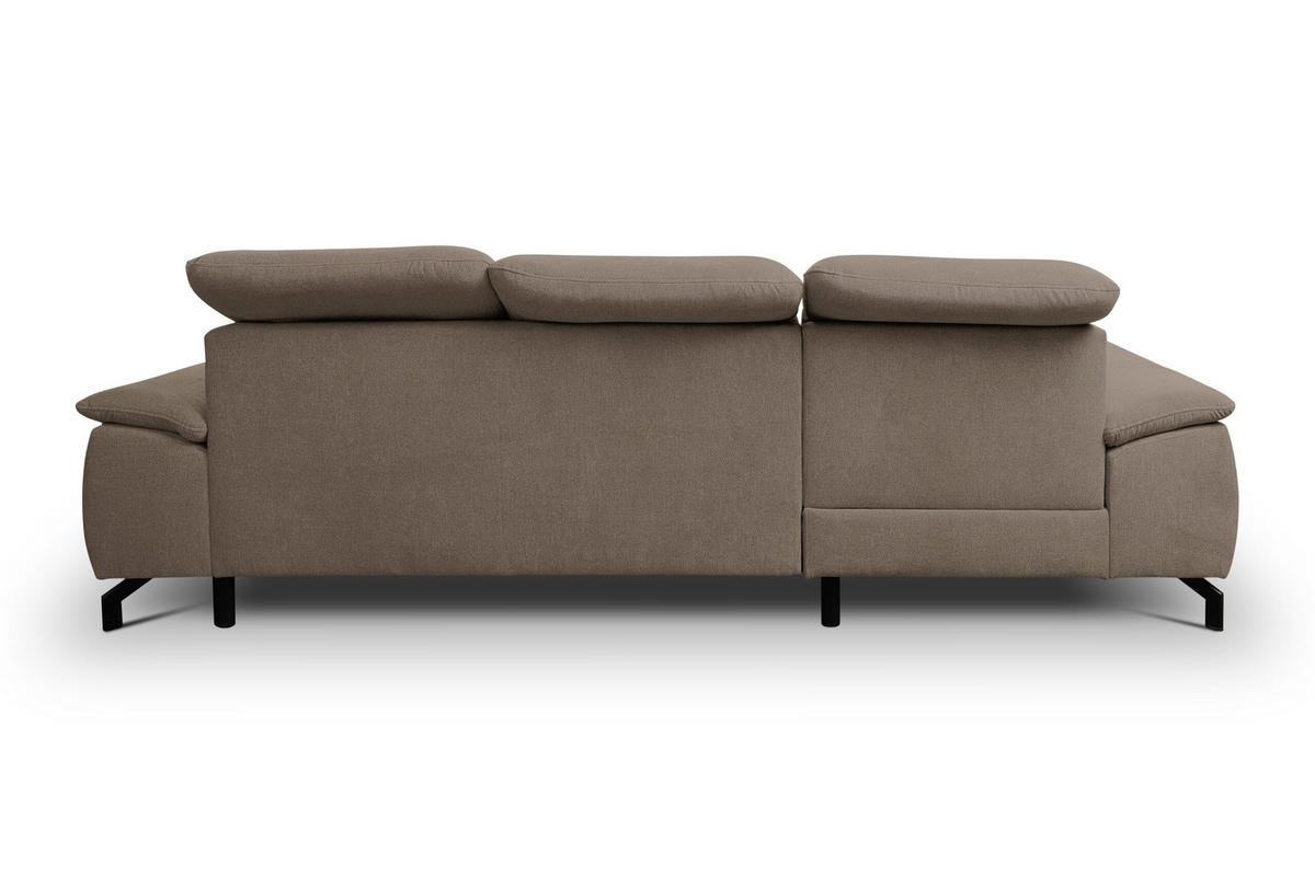 ECKSOFA MALIBU mit Schlaffunktion und Bettkasten, Farbe: Braun, Velourstoff, Ottomane Links - Braun, Textil (276/184cm) - VENASI MÖBEL