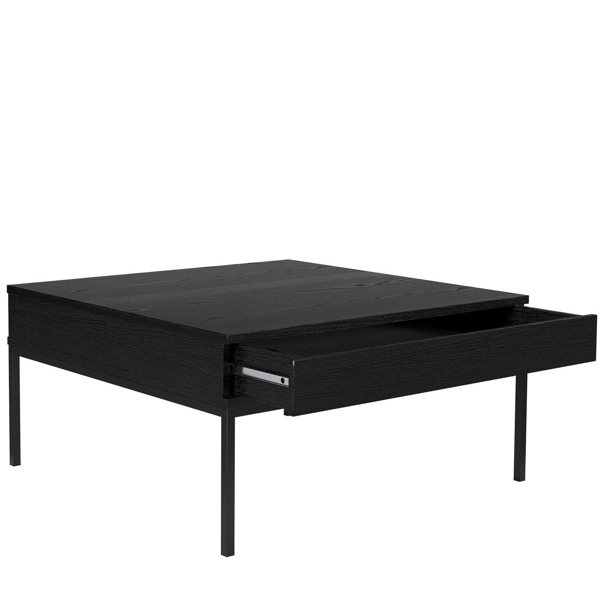 COUCHTISCH Induro Schwarz, mit Schubladen - Schwarz, Holzwerkstoff/Metall (90/90/45cm) - Bettso