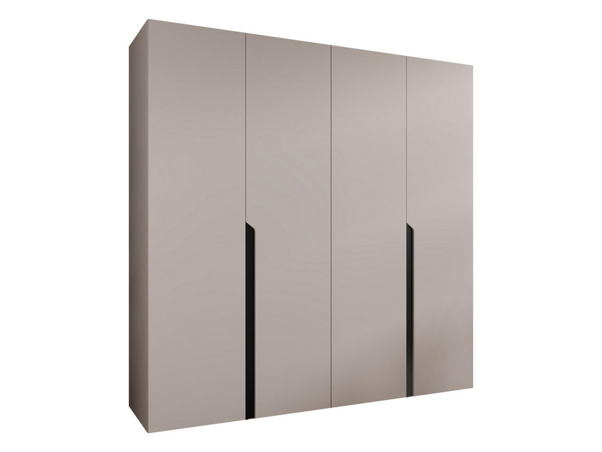 DREHTÜRENSCHRANK Mila I 200 - Kaschmir/Schwarz, Holzwerkstoff/Kunststoff (200/202/52cm) - MIRJAN24