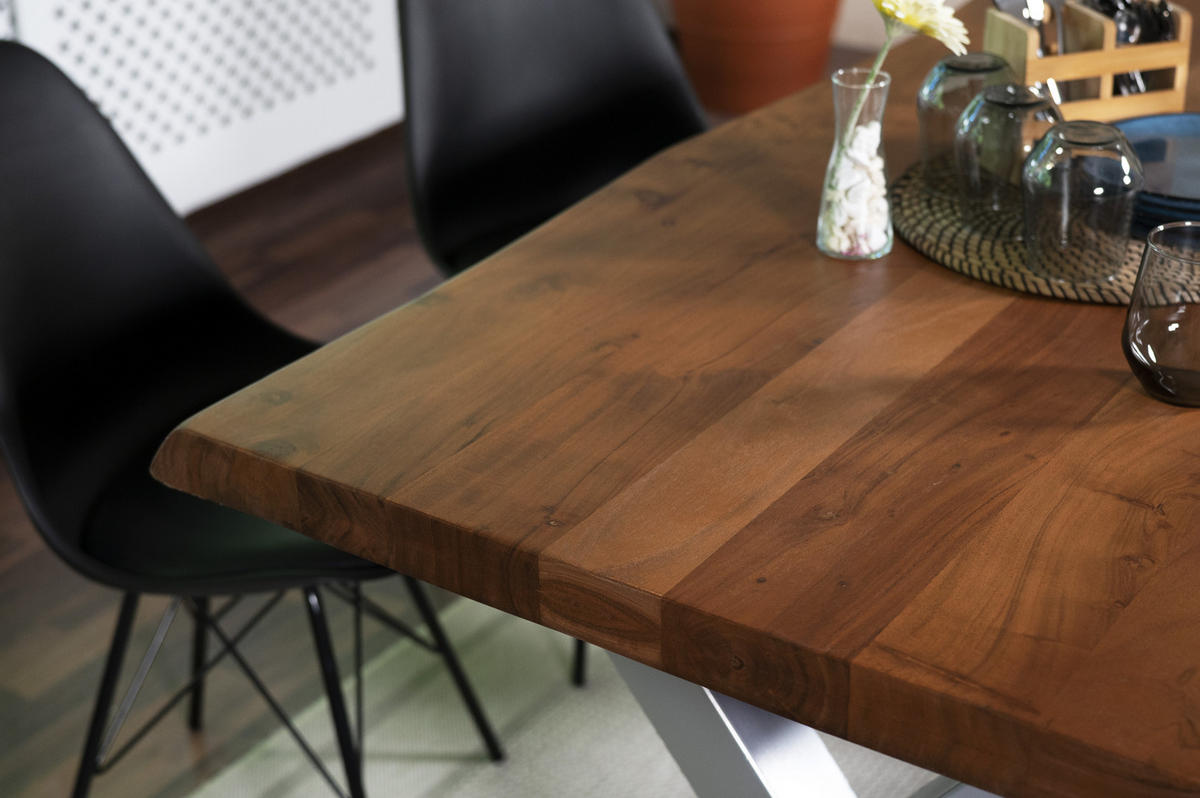 ESSTISCH CALI - Silberfarben/Braun, Holz/Metall (85/160/77cm) - SAM