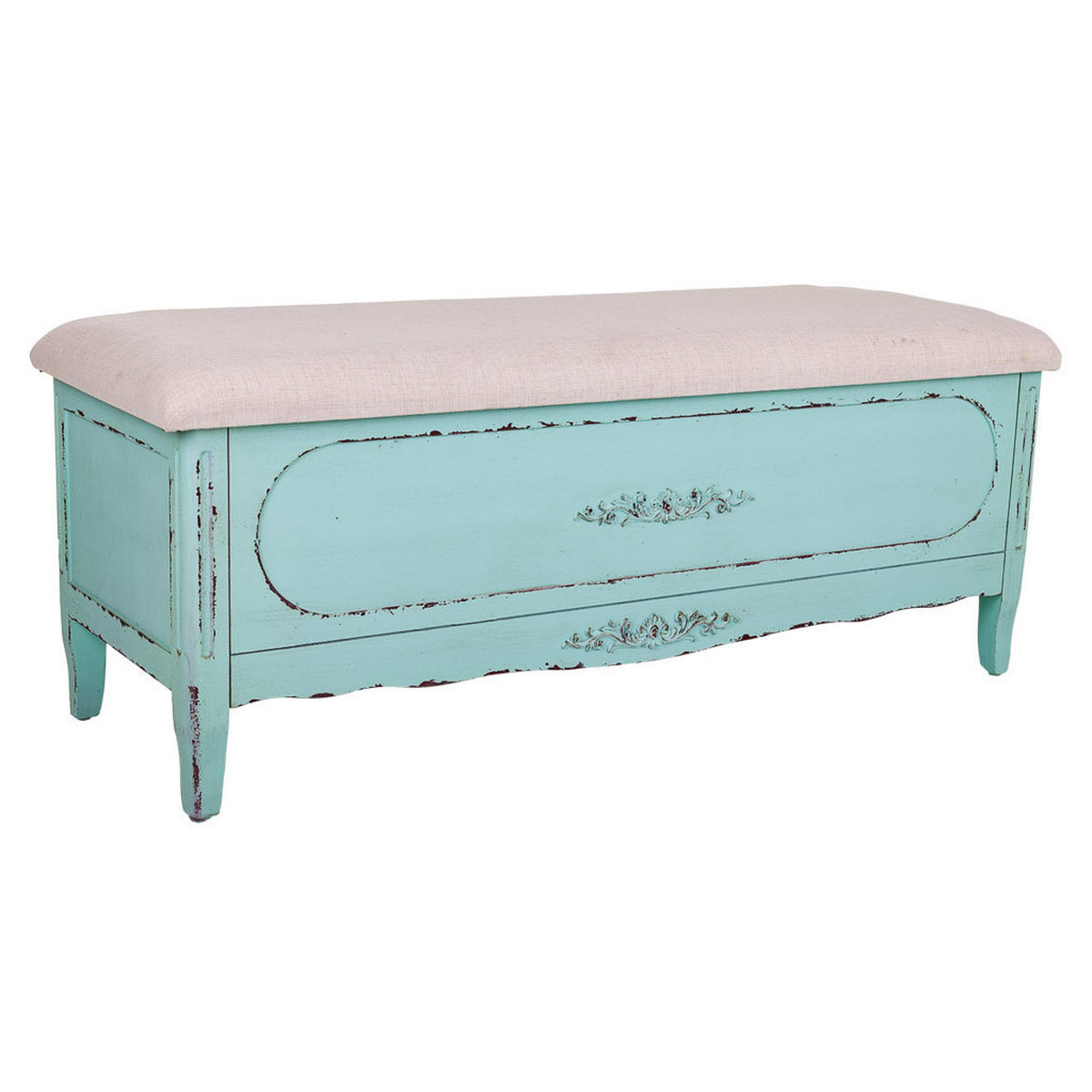POLSTERBANK aus Holz 120x43x48 blauem - Blau, Holzwerkstoff (120/48/43cm) - Wanderlust