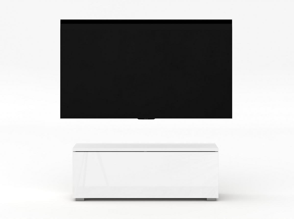 LOWBOARD Loriano 100 Weiß Matt Hochglanz 100/36,5/32 cm – Hängend und Stehend - Weiß, Holzwerkstoff/Kunststoff (100/36.5/32cm) - AX Living