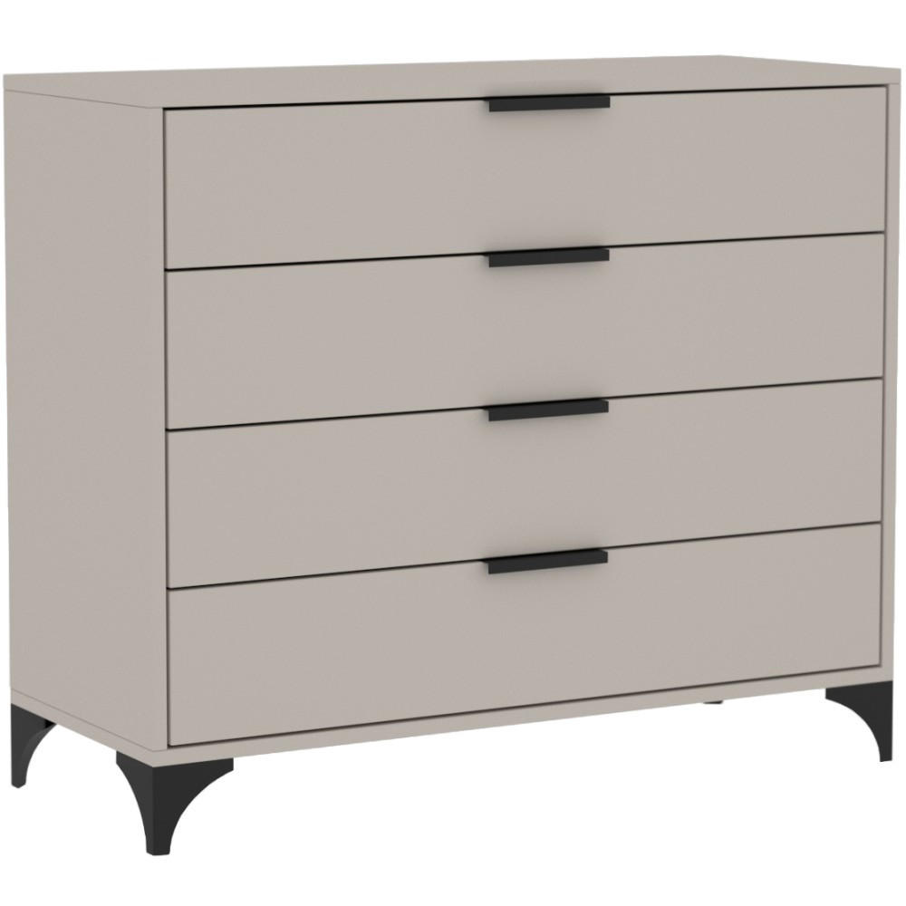 KOMMODE Home mit 4 Schubladen, 100 cm, mit Griffen, Kaschmir - Kaschmir/Schwarz, Holzwerkstoff (80/85/40cm) - Beautysofa
