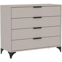KOMMODE Home mit 4 Schubladen, 100 cm, mit Griffen, Kaschmir - Kaschmir/Schwarz, Holzwerkstoff (80/85/40cm) - Beautysofa