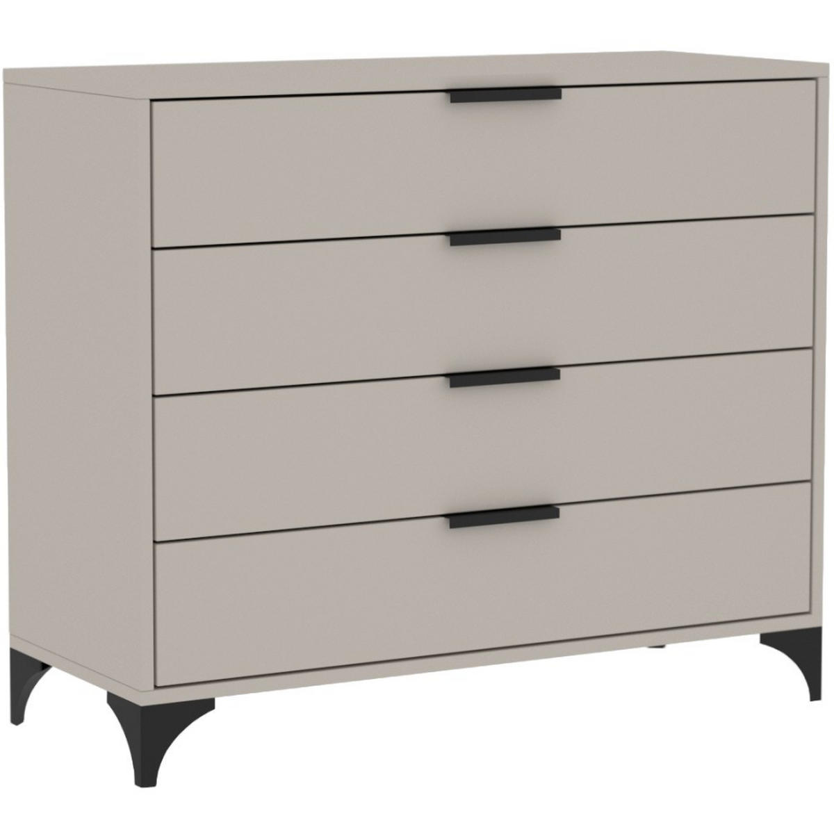 KOMMODE Home mit 4 Schubladen, 100 cm, mit Griffen, Kaschmir - Kaschmir/Schwarz, Holzwerkstoff (80/85/40cm) - Beautysofa