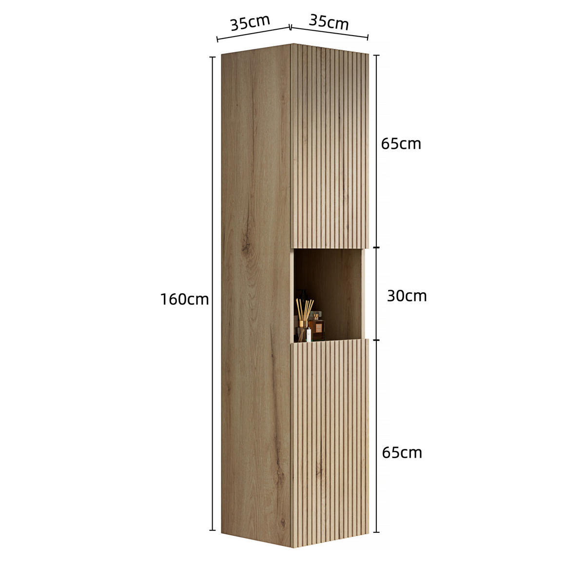 MIDISCHRANK 160x35x35cm in Weißeiche,aus Sperrholz mit Dämpfer - Eichefarben, Holzwerkstoff (160/35/35cm) - Modfu