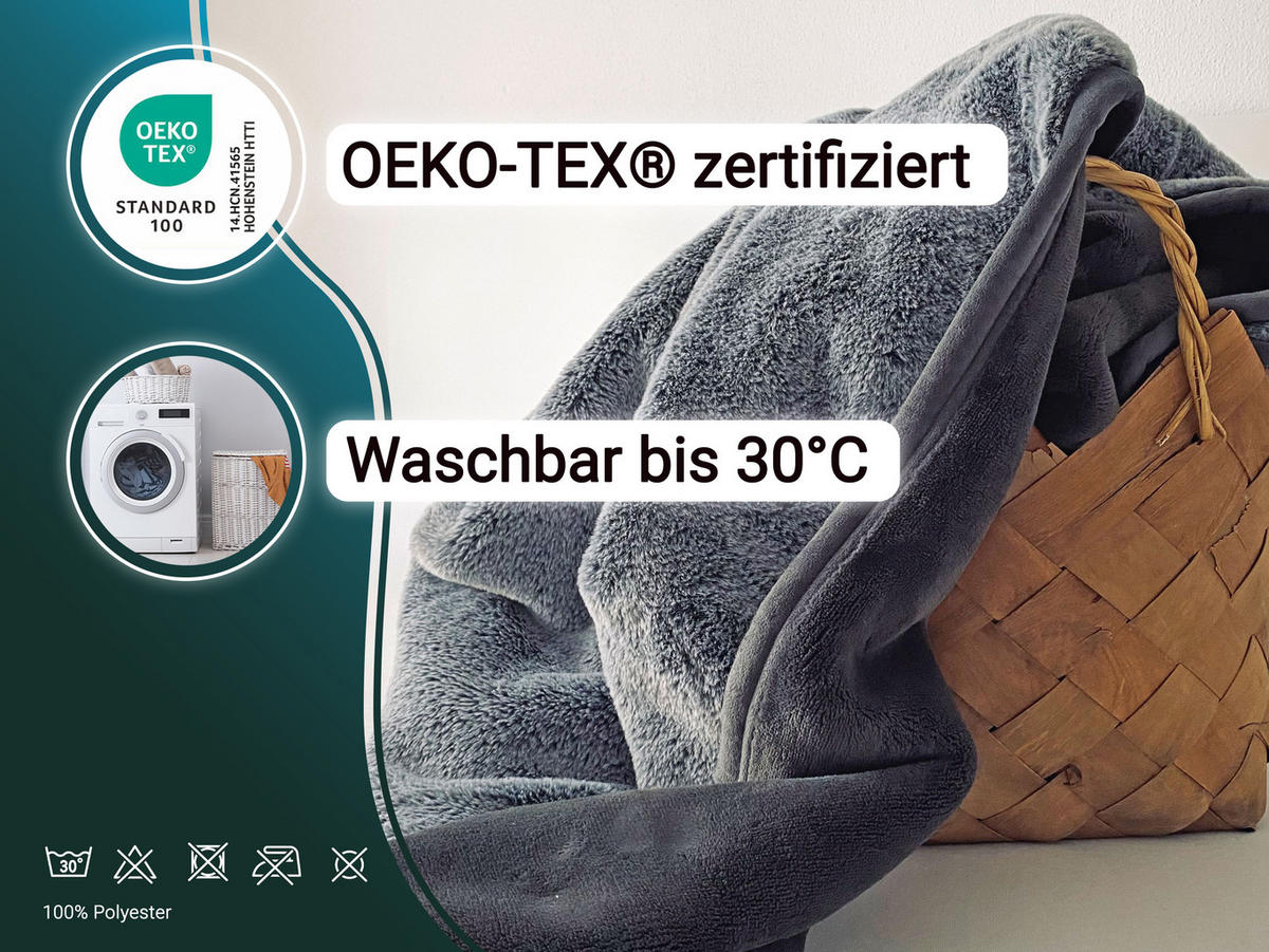 KUSCHELDECKE, 100% Polyester - Grau, Textil (220/240cm) - Zollner