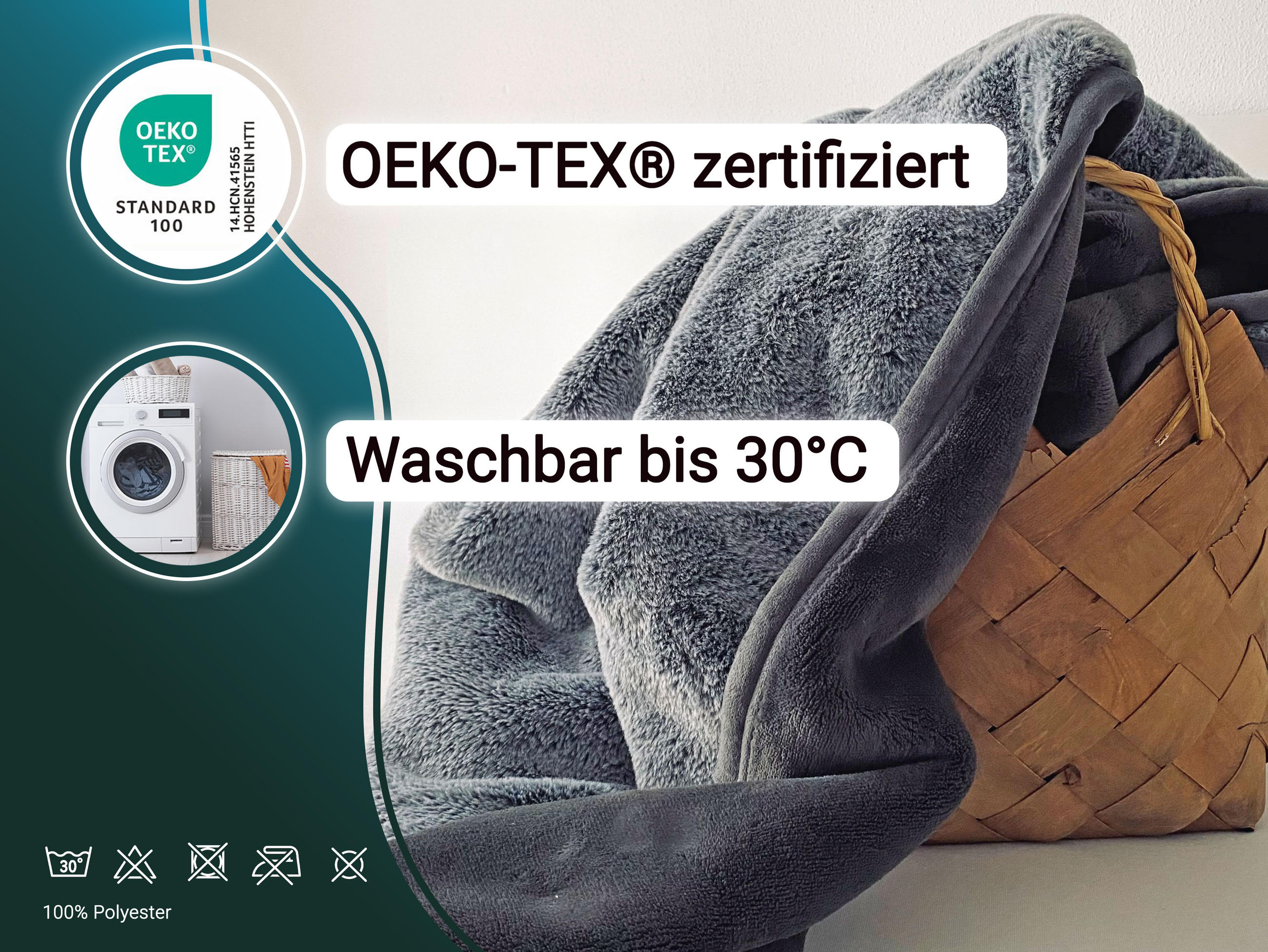 Thumbnail - Zollner Kuscheldecke,, Grau, Textil, 150x200 cm, Oeko-Tex® Standard 100, Wohntextilien, Decken, Kuscheldecken