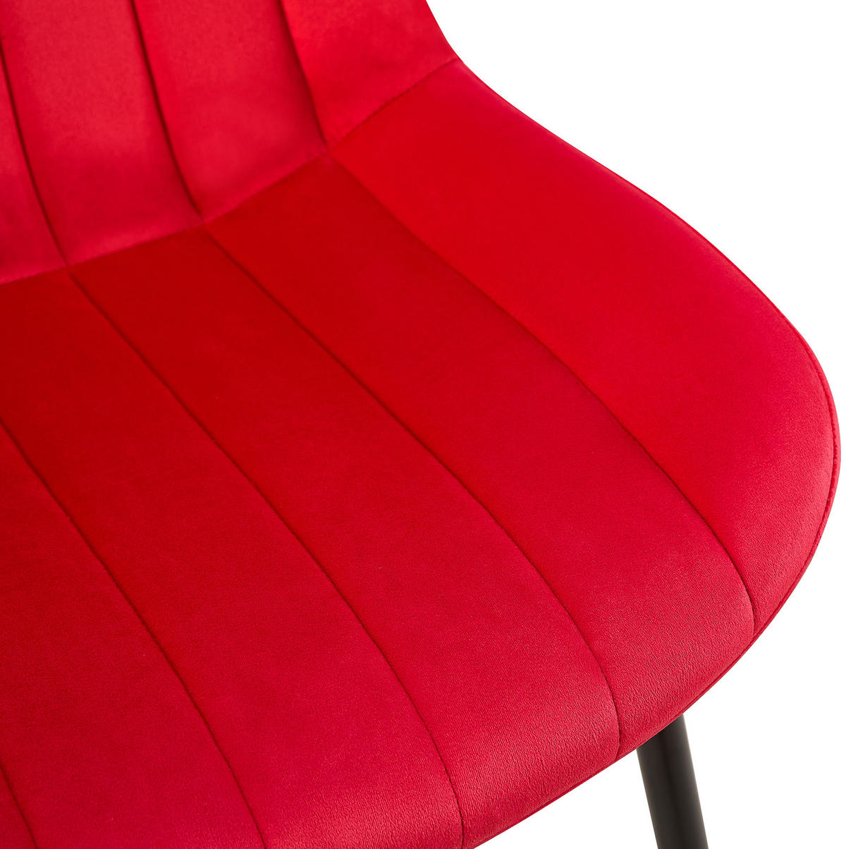 STUHL Samt rot - Rot/Schwarz, Textil/Metall (46/82/61cm) - CLP