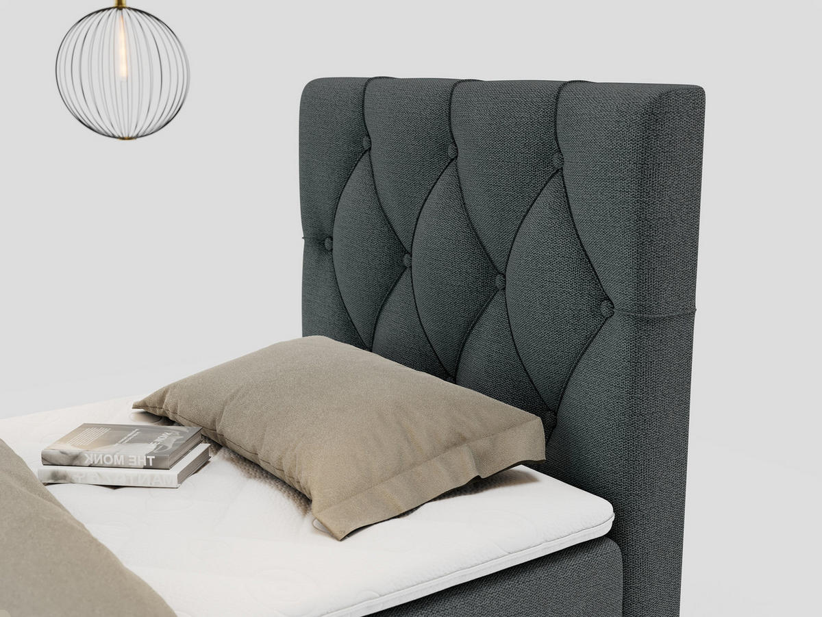 BOXBETT ALDA 90/200 Dunkelgrau Struktur - H3 - Rechts Seite - Dunkelgrau, Holz/Textil (90/200cm) - MKS