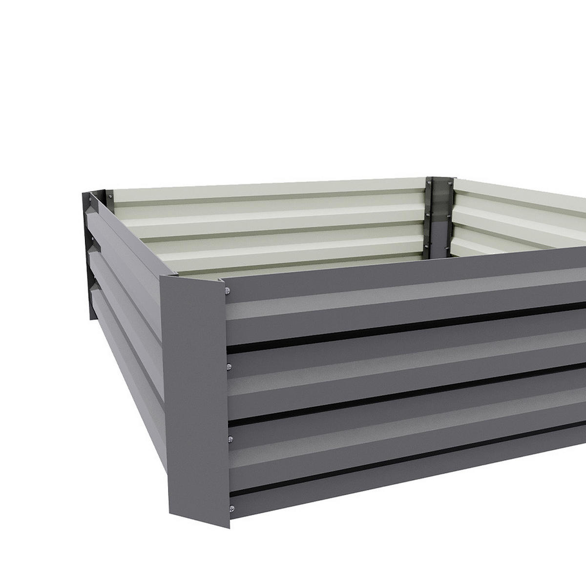 HOCHBEET-PFLANZKASTEN aus verzinktem Stahl in Grau Creme Quadratisch für Garten Balkon 100x100x30cm 4,85 kg - Grau, Metall (100/30/100cm) - Livingandhome