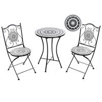 BISTRO-SET Schwarz Comiso - Schwarz/Weiß, Metall - Beliani