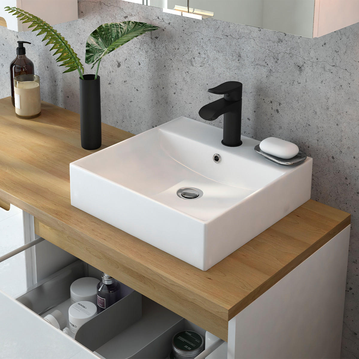 WASCHTISCH 60cm Livia Weiß - Weiß, Holzwerkstoff (60/62.5/46cm) - Petits-meubles