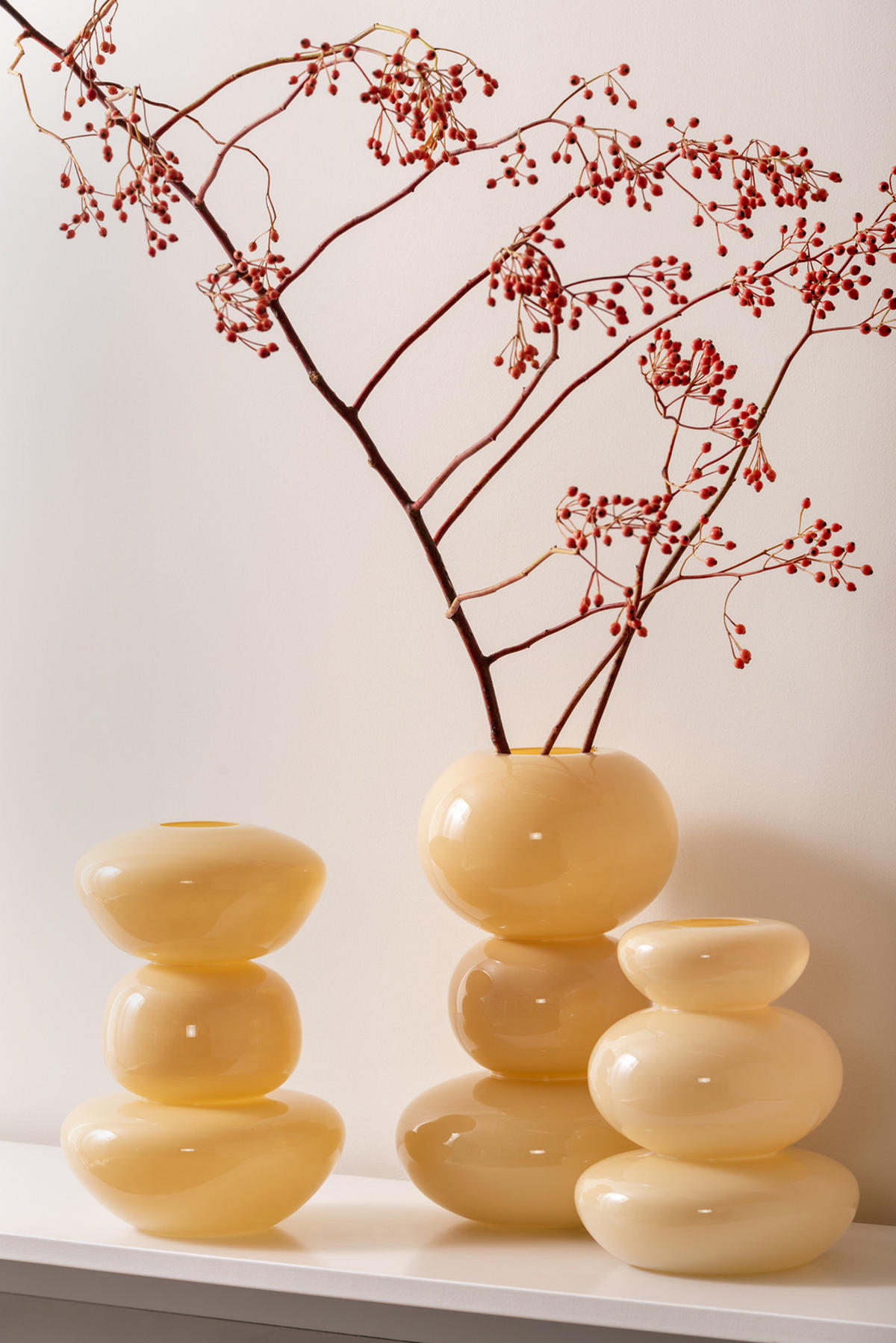 VASE Bubbles Glass 19/19/30 cm - Gelb, Glas (19/30cm) - Present Time